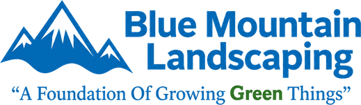 Blue Mountain Landscaping logo with mountain peaks